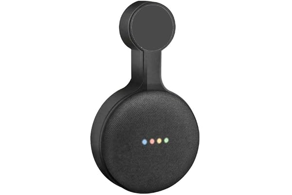 Saifsmart Outlet Wall Mount Hanger Holder for Google Home Mini and NEST Mini, Compact Bracket Case Plug and Built-in Cable Management for Kitchen Bathroom, Bedroom (Black)