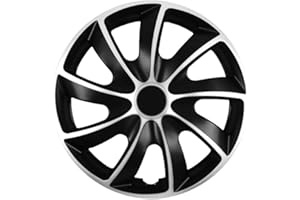 ALL4YOU Radkappen Radzierblende 13 14 15 16 17 Zoll Quad Bicolor Silber Schwarz 2 Stück (15 Zoll)