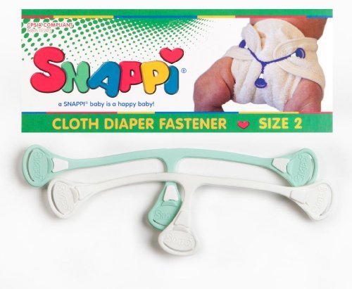 Snappi Cloth Diaper Fasteners - Toddler Size 2 - Pack of 2 (Mint Green, White) Color: Toddler Sized Mint and White (Size 2)