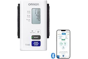 OMRON NightView tensiomètre au poignet, appareil du mesure de la tension artérielle validé cliniquement et totalement silencieux pour mesures diurnes at nocturnes, avec connexion Bluetooth