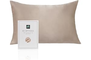 RUIPTSKE Oeko-TEX® Jedwabna poszewka na poduszkę do 100% jedwabiu 22 Momme poszewka na poduszkę do włosów i skóry, zapobiegająca starzeniu się, przeciw roztoczom (40 x 60 cm, jasny szampański)