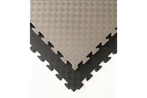 Fitness Tech, Loseta de Tatami, Puzzle Goma Espuma, Esterilla de Goma para Hacer Gimnasia, Artes Marciales, Yoga o Pilates (Negro y Gris, 100x100x2 Cm)