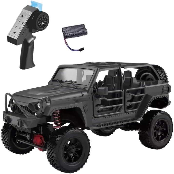 MN Model MN128 1/12 Jeep Wrangler Rubicon 4WD RC Model Crawler Offroad Truck Uzaktan Kumandalı Araba RTR Siyah+Dahili Işık Seti MN-128