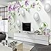 Produktbild Hojuan Dekoration 3D Tapete Hintergrundbild Walllpaper Mode Persönlichkeit Hohe Qualität Schöne Purple Lily Grüne Runde Wand Wandmalerei Fresko Mural 400Cmx300Cm