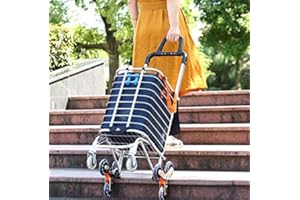 NUKDEY Carrello Spesa a 8 Ruote Con Braccioli-Trolley Della Spesa Con Borsa Impermeabile Removibile Montascale In Struttura In Lega Di Alluminio (30 X 45 X 106 Cm) Blu Navy