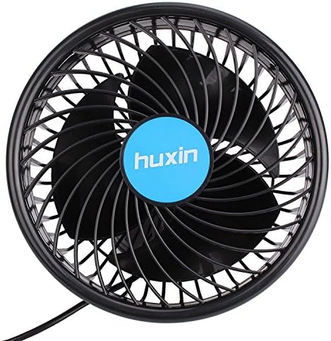 LIANGUK 12V DC Electric Car Fan - Rotatable Quiet Strong Dashboard Cooling Fan for Sedan SUV RV Boat Auto Vehicles - Effectively Blow Out Hot Air, Smoke, Odors (Single Head)