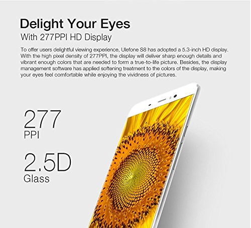 Ulefone S8 Pro - 5,3 pulgadas Pantalla HD 0.5mm Bezel Android 7.0 4G smartphone, cámara triple (5MP + 5MP + 13MP), Quad Core 2GB RAM + 16GB ROM, GPS, marco de metal - Oro