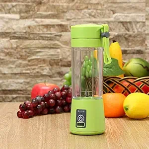 Parth Enterprise 4 Blades Portable Rechargeable USB Juicer Bottle Blender with Charging Cable (380 ml, Multicolour)