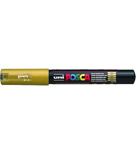 POSCA Marker PC-1MR Extra Fein – 0,7 Mm Kugelspitze, Gold, Für Glas & Nicht-poröse Oberflächen