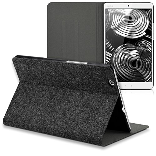 kwmobile Hülle für Huawei MediaPad M3 8.4 – Tabletcover Slim Case Tablet Schutzhülle – Smart Cover Tabletcase Filz Design Dunkelgrau - 8