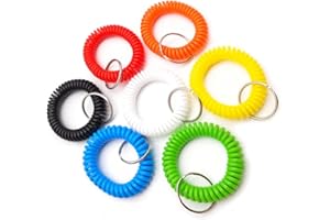 BOBOZHONG LiFangSotre 7 Stück Armbänder, Schlüsselanhänger, für das Handgelenk, Schlüsselanhänger, 7 Stück, Frühling, Spirale, Stretch-Spule, Armbänder mit Spirale für Fitnessstudio, Pool, Schlüssel