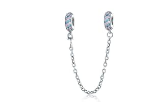 LUPSTY Breloque à clipser avec chaîne de sécurité en argent sterling 925 pour bracelet Pandora