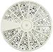 Premium Quality Wheel of 1200 Nail Art Decorations With Silver Gems / Rhinestones / Crystals In Different Shapes By VAGA