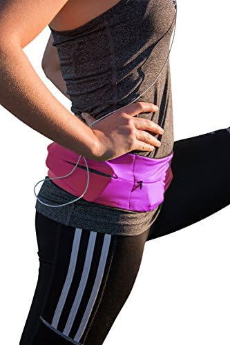 Phizik : Top Running Utility Belt, Fitness Workout Flip Waist Belt, Unisex, Green Black Pink, Hiking, Biking,Yoga, Cycling, Walking, Shopping - Holds iPhone 6,7,8 plus - Keys and Valuables 100% Secure