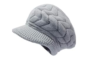 SYAYA Women Winter Warm Knit Hat Wool Snow Ski Caps with Visor DMZ01