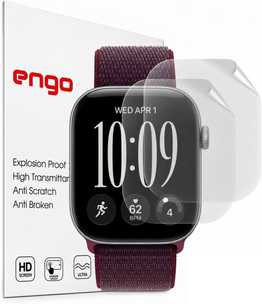 Engo Apple Watch Series 12 46mm İle Uyumlu Ekran Koruyucu A3587 TPU Şeffaf Çizilmeye Dayanıklı Esnek Yapı 2 Adet