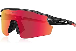 Queshark Occhiali Ciclismo Uomo e Donna, Occhiali Veloci Polarizzati, Con 1 Lenti o 4 lenti Intercambiabili, TR90 Montatura, UV400 Occhiali Sportivi Uomo per Ciclismo, Corsa, Pesca, Baseball, Sci