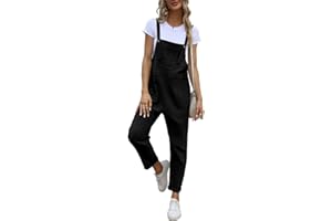 Sukany Women's Summer Baggy Cotton Linen Overalls Loose Jumpsuits Casual Harem Pants