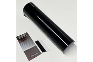 VT SUPPLIES Gloss Vinyl Wrap Self Adhesive Air Release Bubble with Squeegee Tool - Outdoor Rated for Car Automotive Use (30cm x 152cm)… (Black)