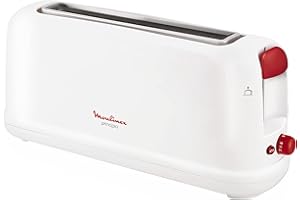 Moulinex Principio LS160111 Grille-pain à une fente longue de 25 cm, plateau ramasse-miettes avec 7 niveaux de torréfaction, mode décongélation et bouton arrêt, pour une grande variété de pain,
