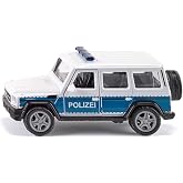 SIKU 2308, Mercedes-AMG G65 Polizeiauto mit Anh&auml;ngerkupplung, 1:50, Metall/Kunststoff, Blau/Wei&szlig;, Auswechselbare Reifen