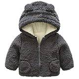 G-Kids Baby Jungen Winterjacke Plüschjacke Mantel Kleinkinder Dicke Warme Süß Cartoon Fleecejacke Kapuzenmantel Winter Bekleidung Dunkelgrau 130