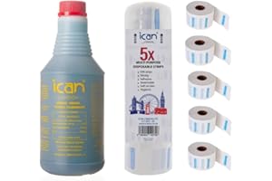 ican London Disinfectant Solution for Salon Barbicide Girmicide Solution 1000ml + 5 barbers neck roll protection strips combo pack