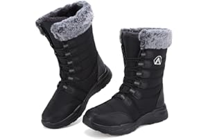 Csgkag Chaussures d'hiver Hommes Femme Bottes de Neige Lacets Bottes Doublé Chaud Antidérapantes Outdoor Plates Bottine de Randonnée Boots