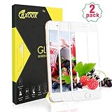  2-Unidades Protector de Cristal Templado para iPhone 6/6s,Protector de Pantalla de Vidrio Templado,9H Dureza,Resistente a Golpes,Arañazos,Alta Definición,Tacto Sensible y Suave,Sin Burbujas(Blanco)