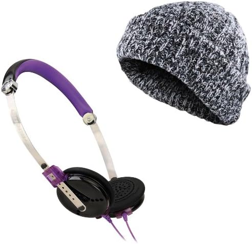 Aerial7 Fuse Pack containing Purple Wired Headphones + Journey Black Beanie