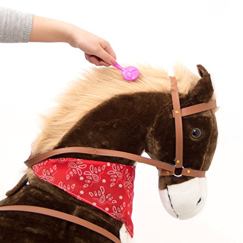 Giant XXL Plüschpferd, 125cm hohes Kinderpferd zum Reiten, fast lebensgroßes Spielzeug Pferd zum drauf sitzen, 380L Volumen, bis 100kg belastbar, mit verschiedenen Sounds, inkl. kleiner Bürste – ein Kindertraum! - 3