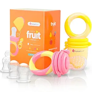 NatureBond Baby Food and Fruit Nibbler Pacifier Teether, Infant Teething Toy Teether. Includes Additional Silicone Sacs