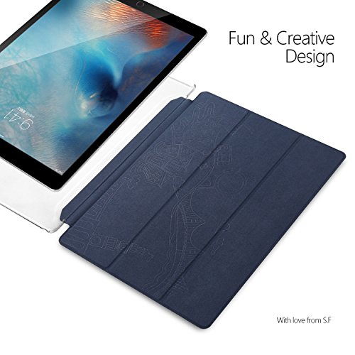 Poetic Slimline iPad Pro 12,9 Schlank Passen Tri-fold Cover Folio Stehhülle mit Automatische Schlaf / Wach-Funktion für Apple iPad Pro 12,9 (2017) Marineblau - 7