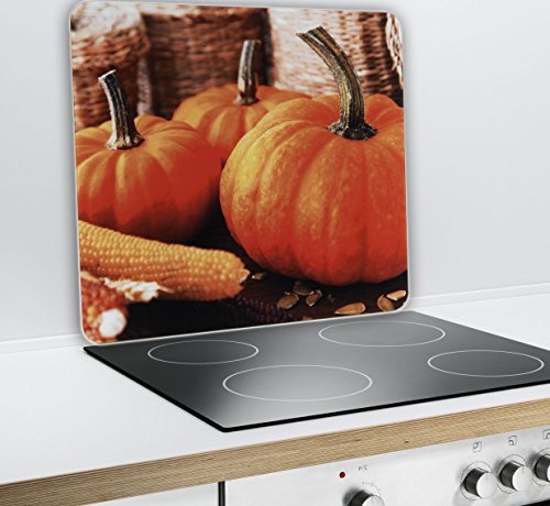 WENKO 2712459500 Multi-Platte Kürbis – für Glaskeramik Kochfelder, Schneidbrett, Gehärtetes Glas, 50 x 0.5 x 56 cm, Mehrfarbig - 2