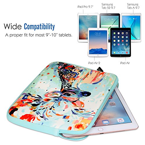 MoKo Universal 9-10″ Sleeve Hülle – Tragbare Neoprene Schutztasche für iPad 1/2/3/4, iPad Air/Air 2, iPad Pro 9.7″, Lenovo Yoga Book 10.1″, Samsung Galaxy Tab E 9.6, Tab A 10.1, Weihnachtsrotwild - 3