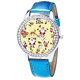 Moonuy Frauen Uhr Damen Weihnachten Diamant Lederband Analog Quarz Vogue Armbanduhren GIF Dekoration