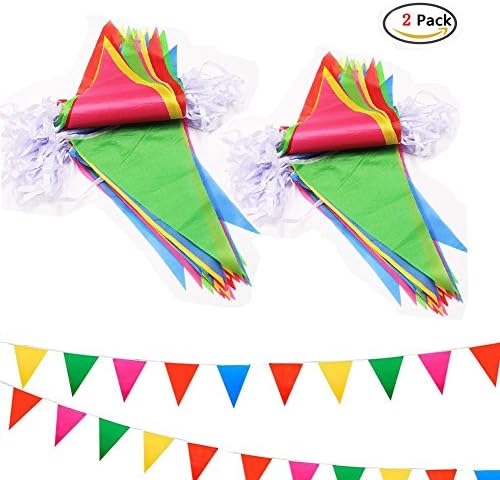 BUWANT Multicolor Pennant Banner 200 Flags 248ft PVC Nylon Double-Sided Plastic Bunting Triangle Flags Banners