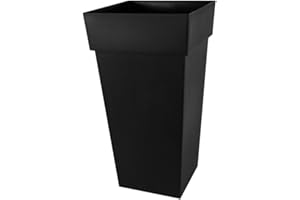 EDA Plastiques Pot TOSCANE XXL carré gris anthracite - 43,3 x 43,3 x 80 cm - 98 L