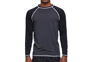 Arcweg Rashguard Men Long Sleeves Diving UV Protection UPF 50+ Elastic Rash Vest Loose Fit Top Swimming Quick Drying Surfing Pool T-Shirt Sports Top Rashie
