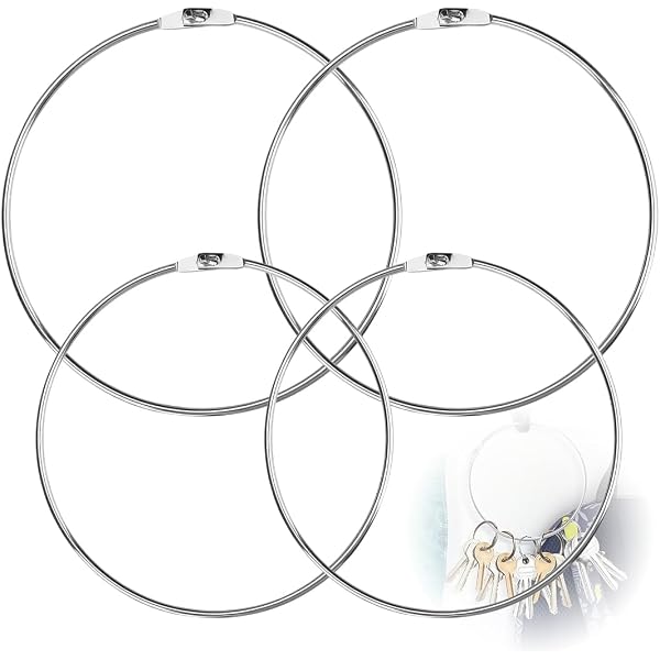 2 Anneaux Porte-clés Géants En Métal - Diamètre Intérieur 150-178mm, Avec Fermoir à Vis, Pour Organisation Clés Ou Décoration - 2