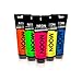 Moon Glow Supersize 75ml Neon UV Face & Body Paint - Set of 5 tubes - with sponge applicator