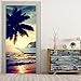 Produktbild Türaufkleber 3D Tür Aufkleber,Schiff Strand Kokospalme,Diy Abnehmbare Wasserdichte Selbstklebende Wandbilder Tapeten Wand Aufkleber Für Zimmer Schlafzimmer Aufkleber Kunst Home Decor,77 X 200C
