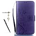 Produktbild Sony Xperia Z3 Compact Hülle, Sony Xperia Z3 Mini Schutzhülle, Alfort 3 in 1 Lederhülle / handyhüllen Fashion Design Premium PU Leder Hohe Qualität Tasche Case Cover Kasten Abdeckung Wallet für Sony Xperia Z3 Compact / Sony Xperia Z3 Mini 4.6" Smartphone Funktion Standfunktion Unterstützte Telefone und Magnetverschluss mit Schmetterling ( Dunkles Violet ) + Alfort Schwarz Stylus Pen + Netter Staub Stecker