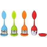 Infusore per Tè, Filtro per tè, Infusore per Tè con Vassoio Incluso Set di 4, Infusori da Tè in Silicone, Teiera per Tè Sciol