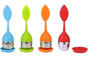 Infuseur de Thé, Feuilles de Thé Infuseur, Filtre Diffusseur, Passoire a Thé à Forme de Feuille de Thé, Infuser à Thé Silicone, Infuseur à Thé avec Plateau, Boule à Thé, Infuseur Réalisé en Silicone