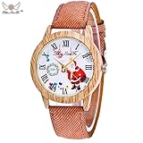 Junjie Dame Armbanduhr Männer Herren Fitness Frauen Vogue Tischuhr Smartwatch Älteres Muster Holzmaserung Denim Band Lederband Uhren Edelstahl Armband Sport Leather Freizeit Kind Exquisit Analog