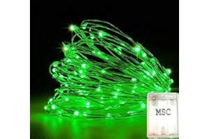 MSC 10ft / 3M * 30 LED's Battery Powered LED Green Coloured String Fairy Halloween Lights On Copper Cable with Light Effects, Ideal for Christmas, Xmas, Party,Wedding,Decoration Green-Batt-3M