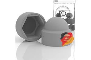 ‎PD PD® Sechskant Schutzkappen M10 (Schlüsselweite 17) - Abdeckkappen für Schrauben Grau aus Kunststoff - Langlebige Abdeckkappen für Muttern & Schraubenkopf - Schraubenabdeckung Grau - 10 Stück