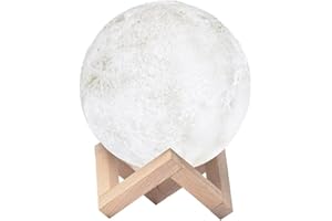 InnovaGoods® Lampe LED Relief Lune 3D, Design Original et Portable, Contrôle Tactile et à Distance, LED RGB de 16 Couleurs, Lumière Blanche de 4000 K, Rechargeable, Couleur Blanc et Beige.