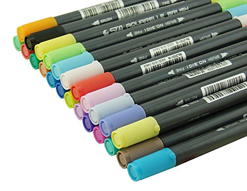lanxivi Bürste Twin Marker mit Fine Spitze 24 R Aquarell basierend Marker, ideal für Künstler, Aquarell, skizzieren, Colorieren 24 - 2